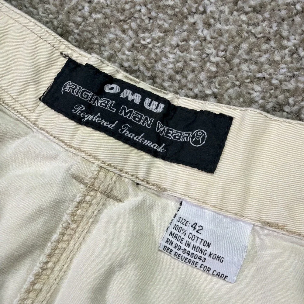 Vintage Hiphop Beige Carpenter Shorts OMW Baggy Classic 90s 40 Waist